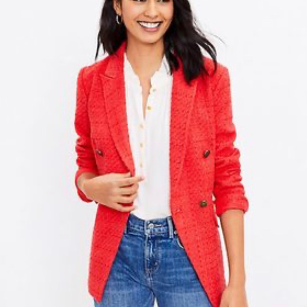 Loft Red Tweed Blazer, Size 0